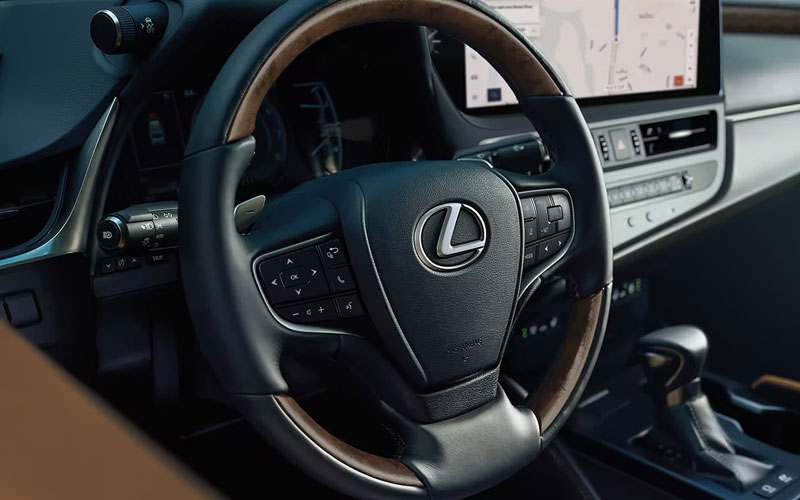 2023 Lexus ES Wood and Leather Steering Wheel - lexus.com