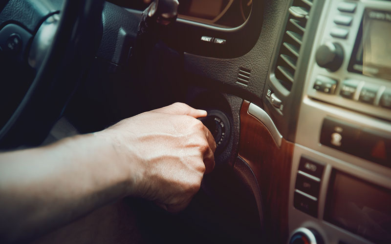 Person starting their car