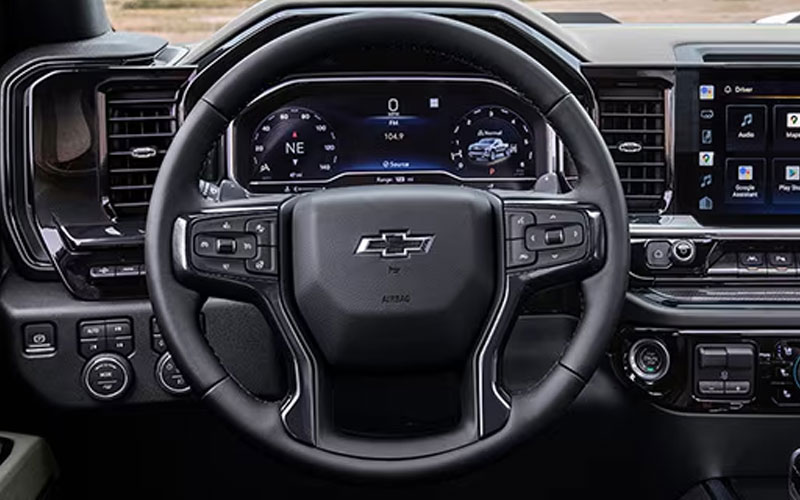 2024 Chevrolet Silverado leather-wrapped heated steering wheel - chevrolet.com