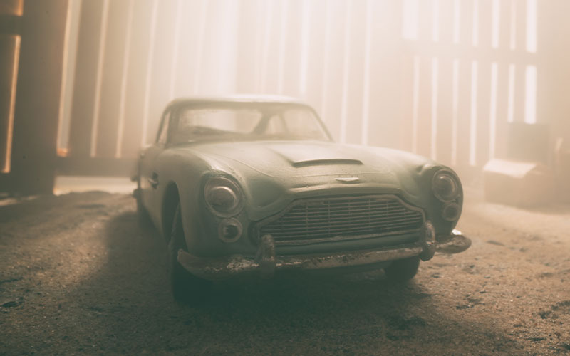 Car in barn