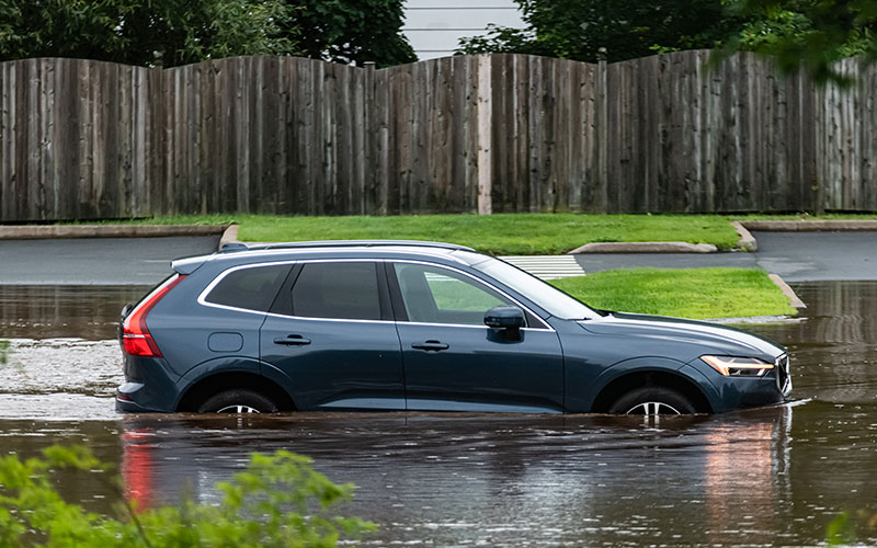Flooded car