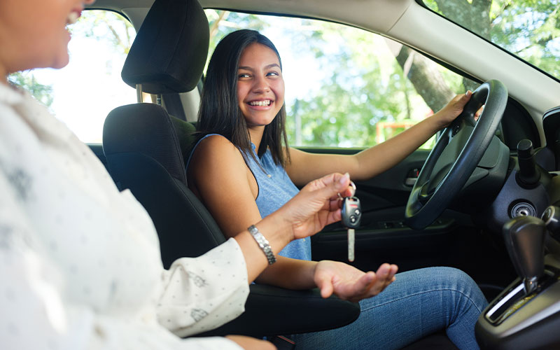 Teenage girl driving