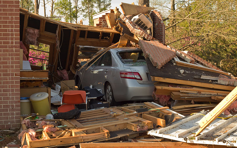 Tornado Damaged Car