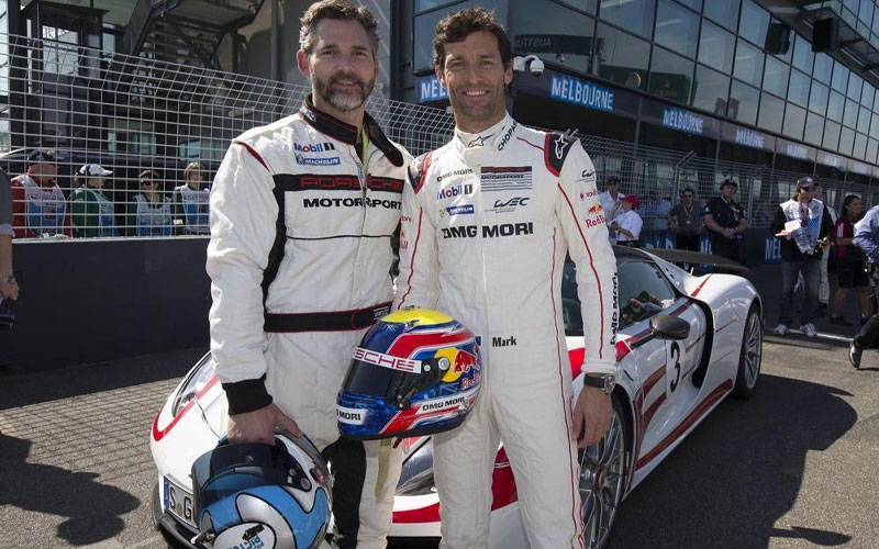 Eric Bana with driver, Mark Webber - @EricBana67 on X