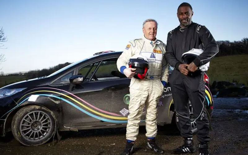 Idris Elba with rally driver Jimmy McRae - discoveryuk.com