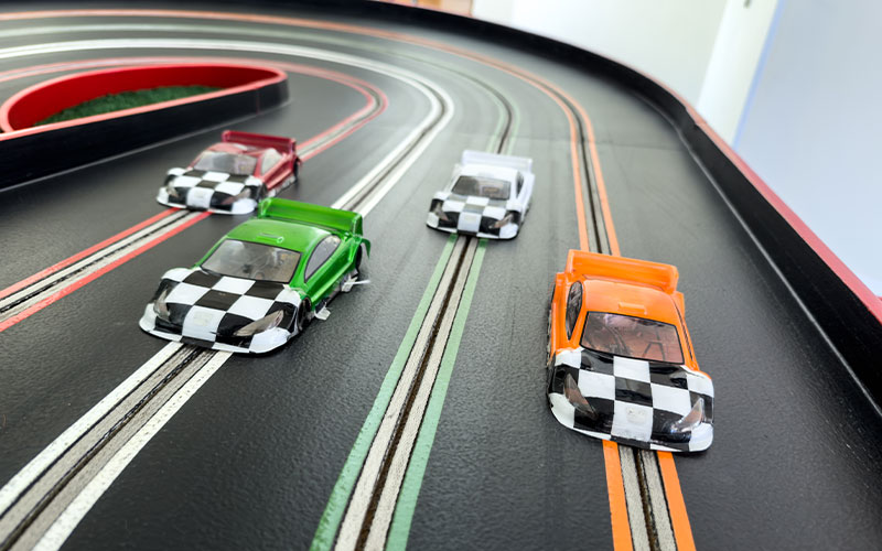 Slot car model racing