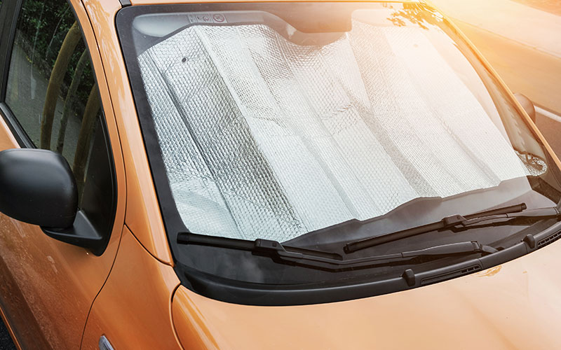 Windshield sun visor on car