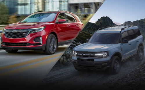 2024 Ford Bronco vs 2024 Chevy Equinox Hero - ford.com & chevrolet.com