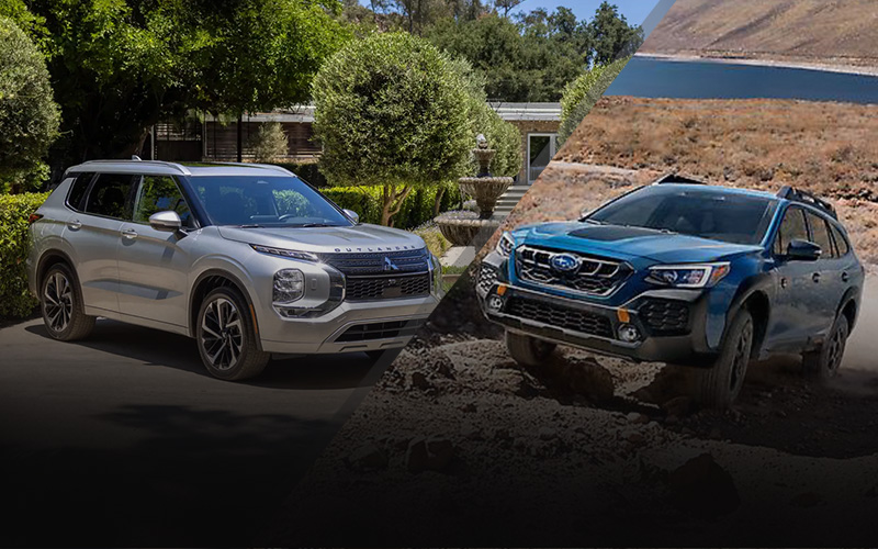 Mitsubishi Outlander vs Subaru Outback - mitsubishicars.com, media.subaru.com