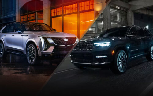 Cadillac Escalade and Jeep Grand Cherokee - media.gm.com, jeep.com