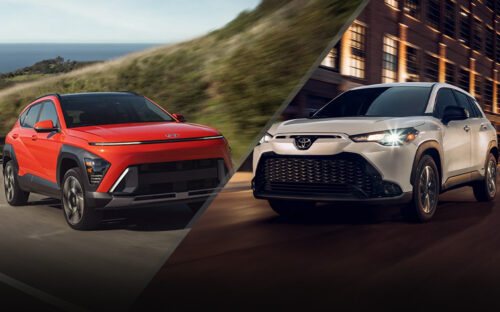 2024 Hyundai Kona vs 2024 Toyota Corolla Cross Hero - toyota.com, hyundaiusa.com