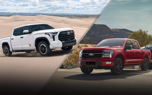 2025 Toyota Tundra vs 2025 Ford F-150 Hero - toyota.com, ford.com