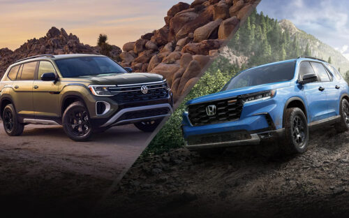2025 Volkswagen Atlas vs 2025 Honda Pilot Hero - vw.com, automobiles.honda.com