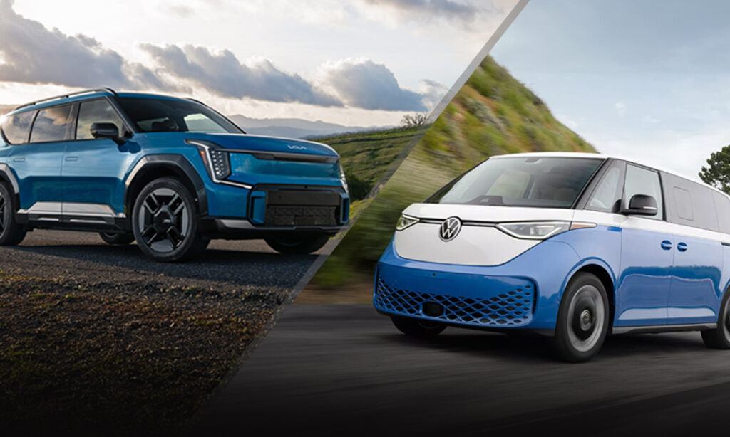 Hero - 2025 Volkswagen ID.Buzz vs 2025 Kia EV9 - vw.com, kia.com