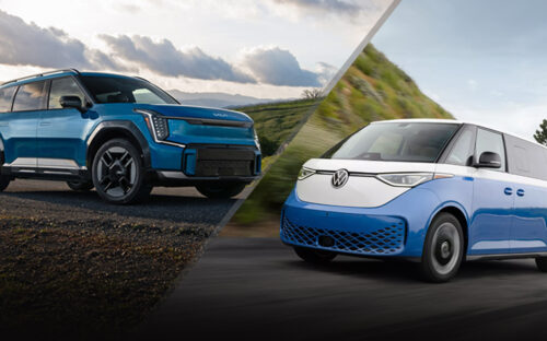 Hero - 2025 Volkswagen ID.Buzz vs 2025 Kia EV9 - vw.com, kia.com