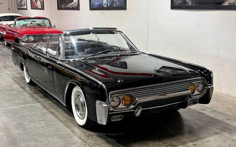 Black 1961 Lincoln Continental front end