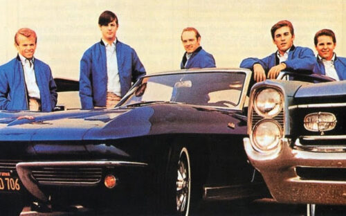 A blue 1963 Chevy Corvette and 1964 Pontiac Grand Prix on The Beach Boys' Shut Down Volume 2 album cover