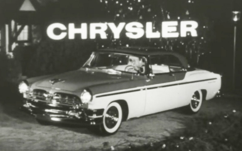 Santa and a '54 Chrysler in a Christmas commercial