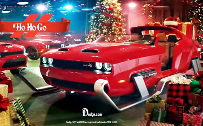 A modded red Dodge Santa sleigh