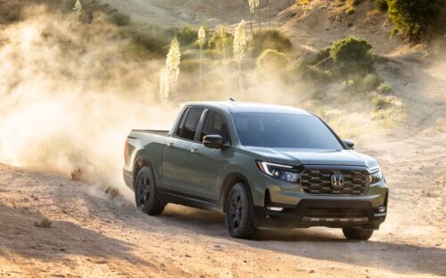 Green 2026 Honda Ridgeline off roading