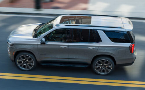 Silver 2026 Chevrolet Tahoe Driving