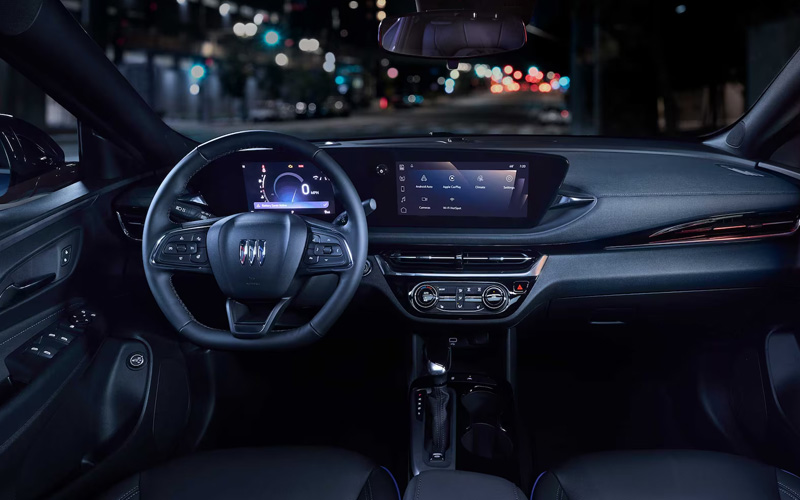 The interior of a 2026 Buick Envista, including the dashboard and steering wheel