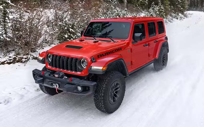 2026 Jeep Wrangler Red 2026 Jeep Wrangler in Snow