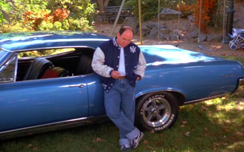 Cars of Seinfeld GTO George Costanza next to a blue 1970 Pontiac GTO on the show Seinfeld.