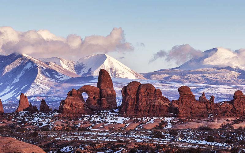 Utah Arches National Park in the Winter