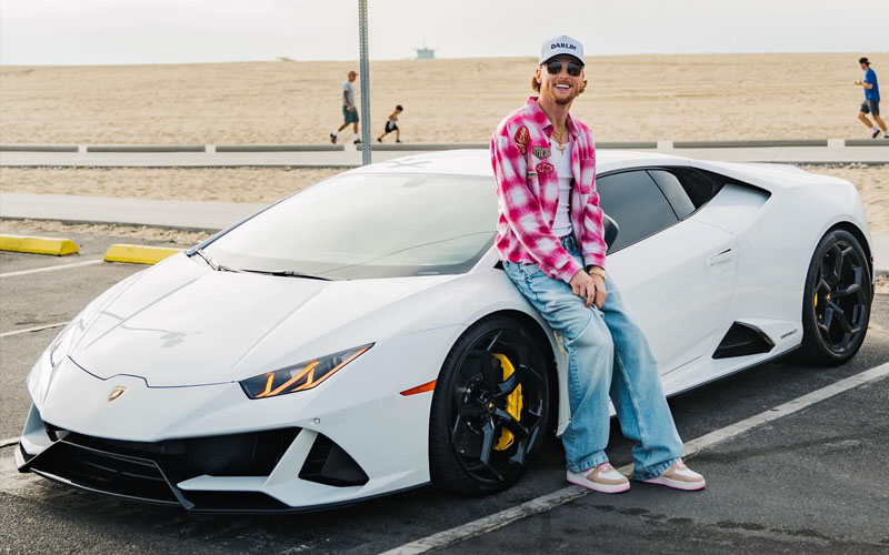 BZ_Lamborghini Bailey Zimmerman with his white Lamborghini Huracan Evo